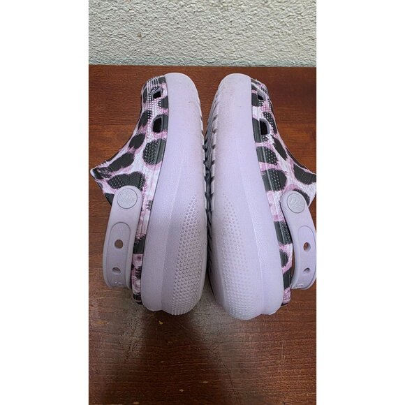 Crocs Kids Wedge Clog Sandals Purple & Black Leopard Print Size 1 - Picture 5 of 7